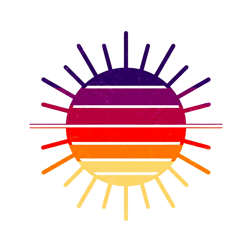 Generate a retro 80s sunset