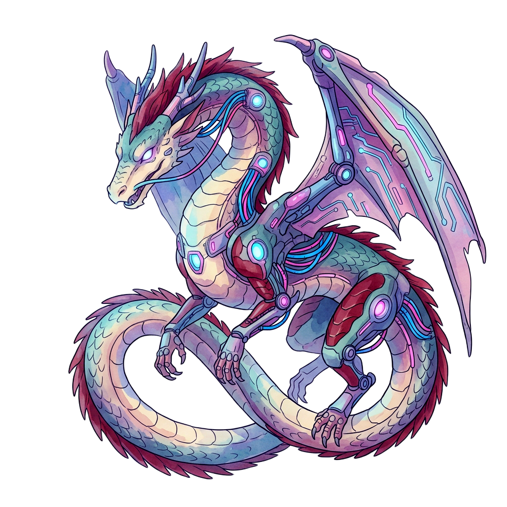 Design a cyberpunk dragon